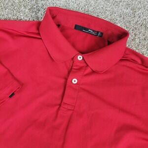 Ralph Lauren RLX Mens Large Solid Red Performance Stretch Polo Short Sleeve